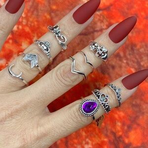 3/$10 NEW Boho Style Rings & MIDI Rings Design Mix / silver tone Bundle NWOT